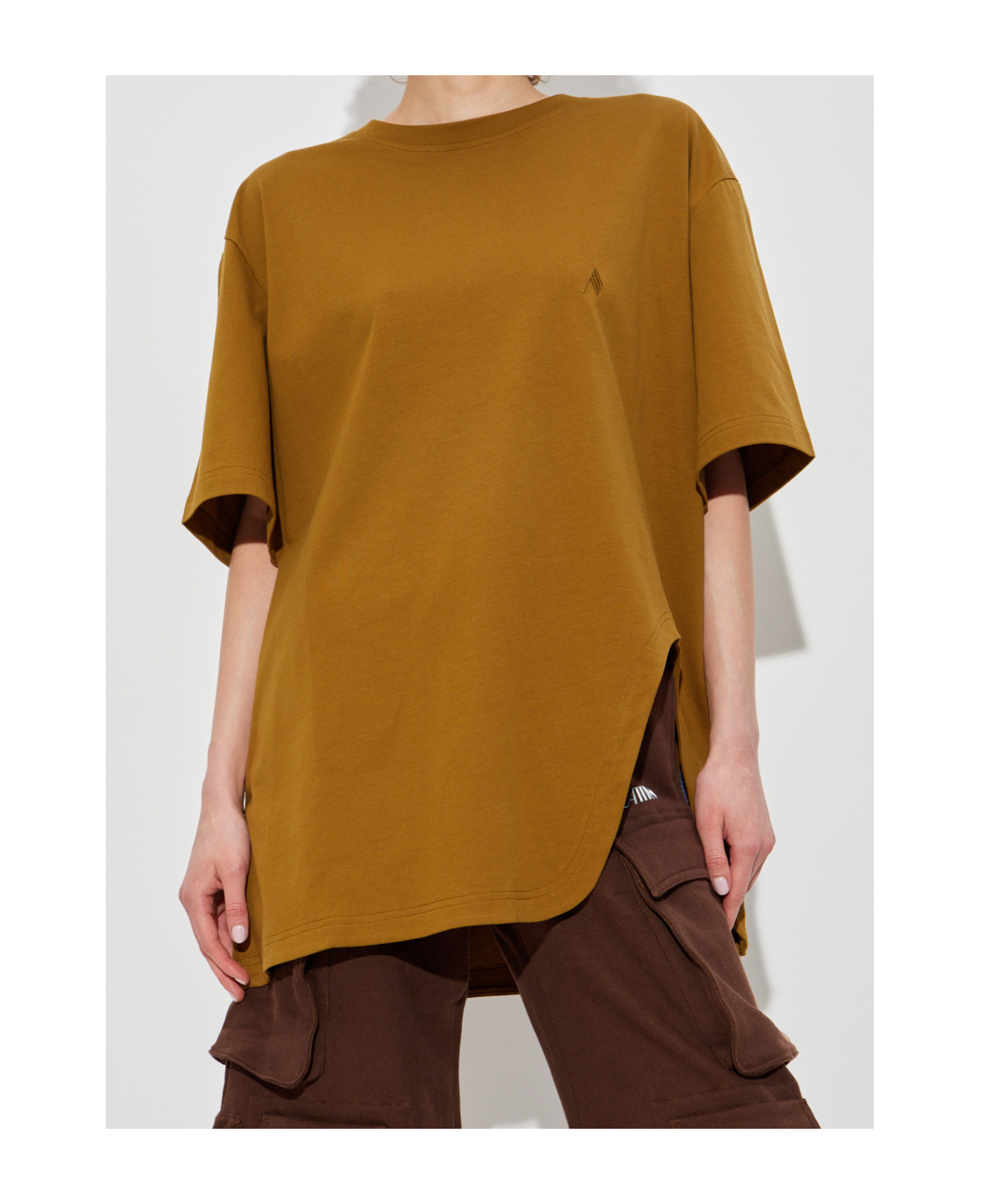Attico Embroidered Logo T-shirt With Asymmetric Hem In Green