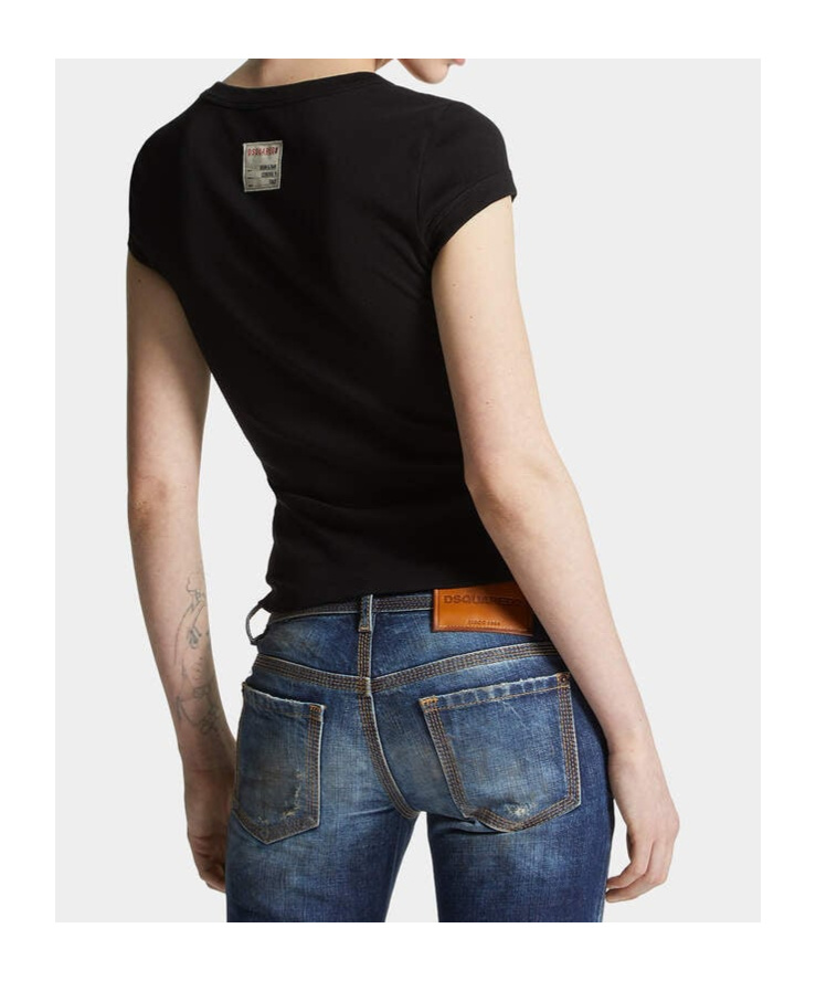 Dsquared2 Cotton Rib T-shirt In Black