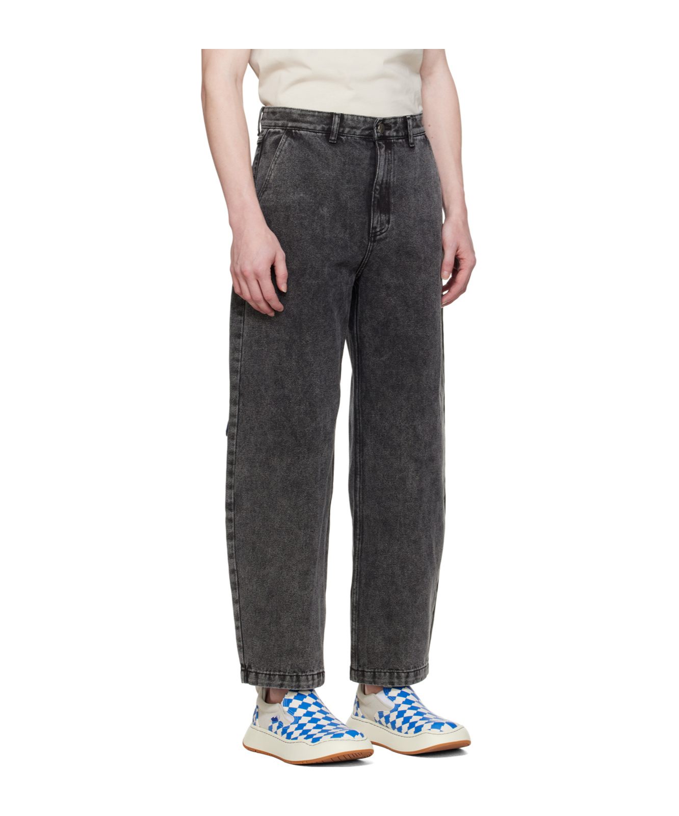 Ader Error Logo Belt Ring Jeans Pants In Black