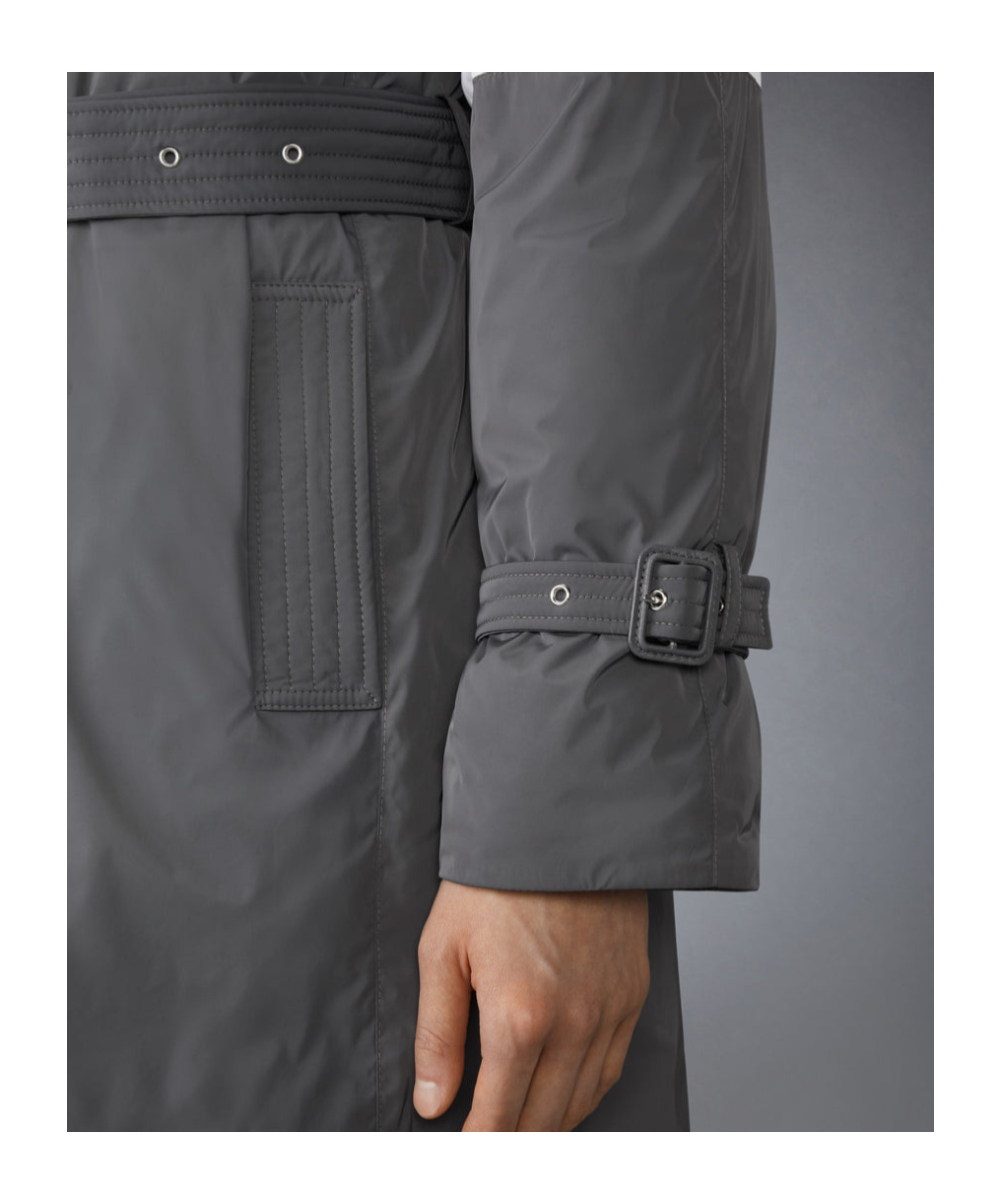 Thom Browne Poly Twill 4-bar Hooded Down Parka With Belt Clothing In Gray