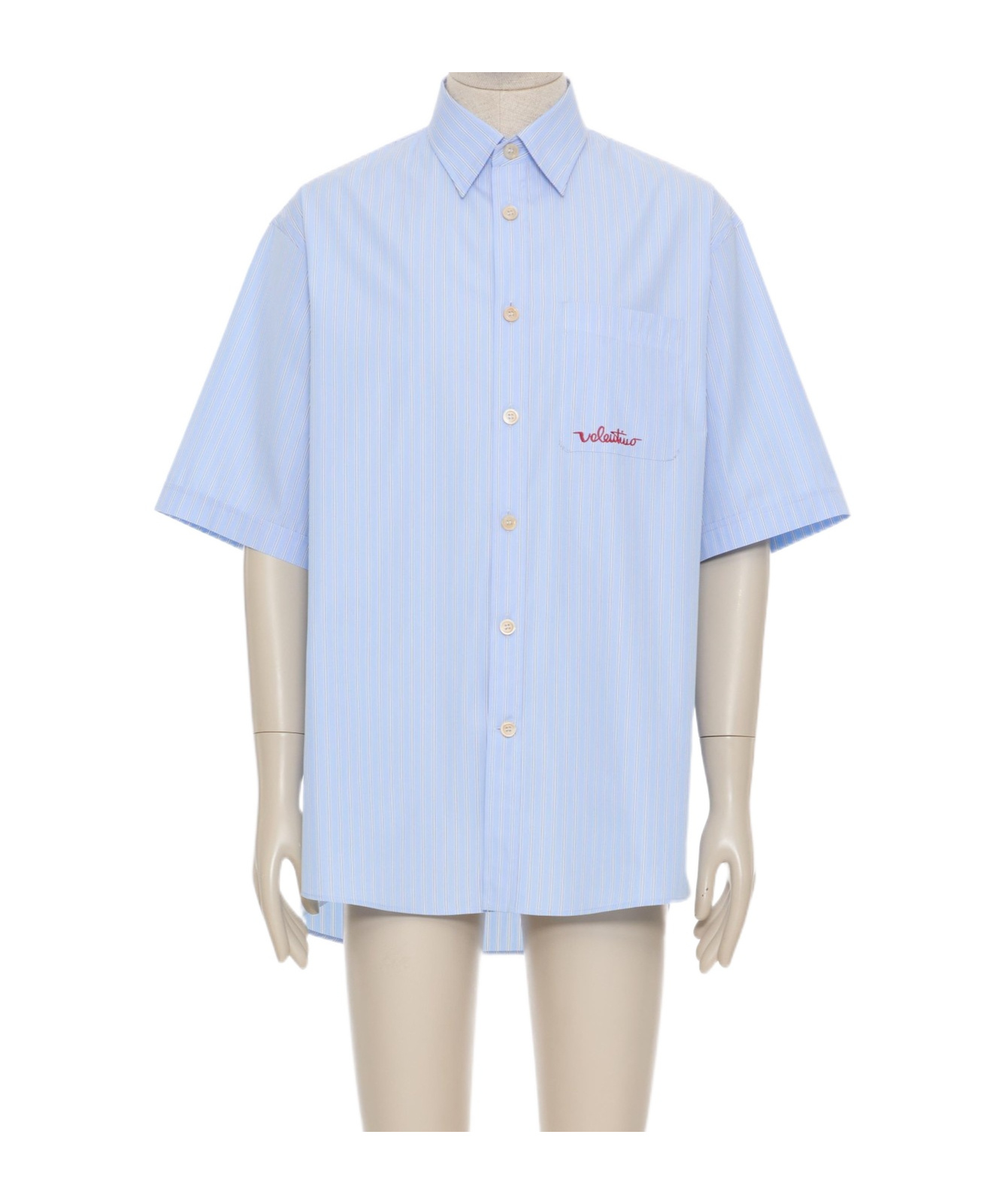 Valentino Embroidered Cotton Shirt In Blue