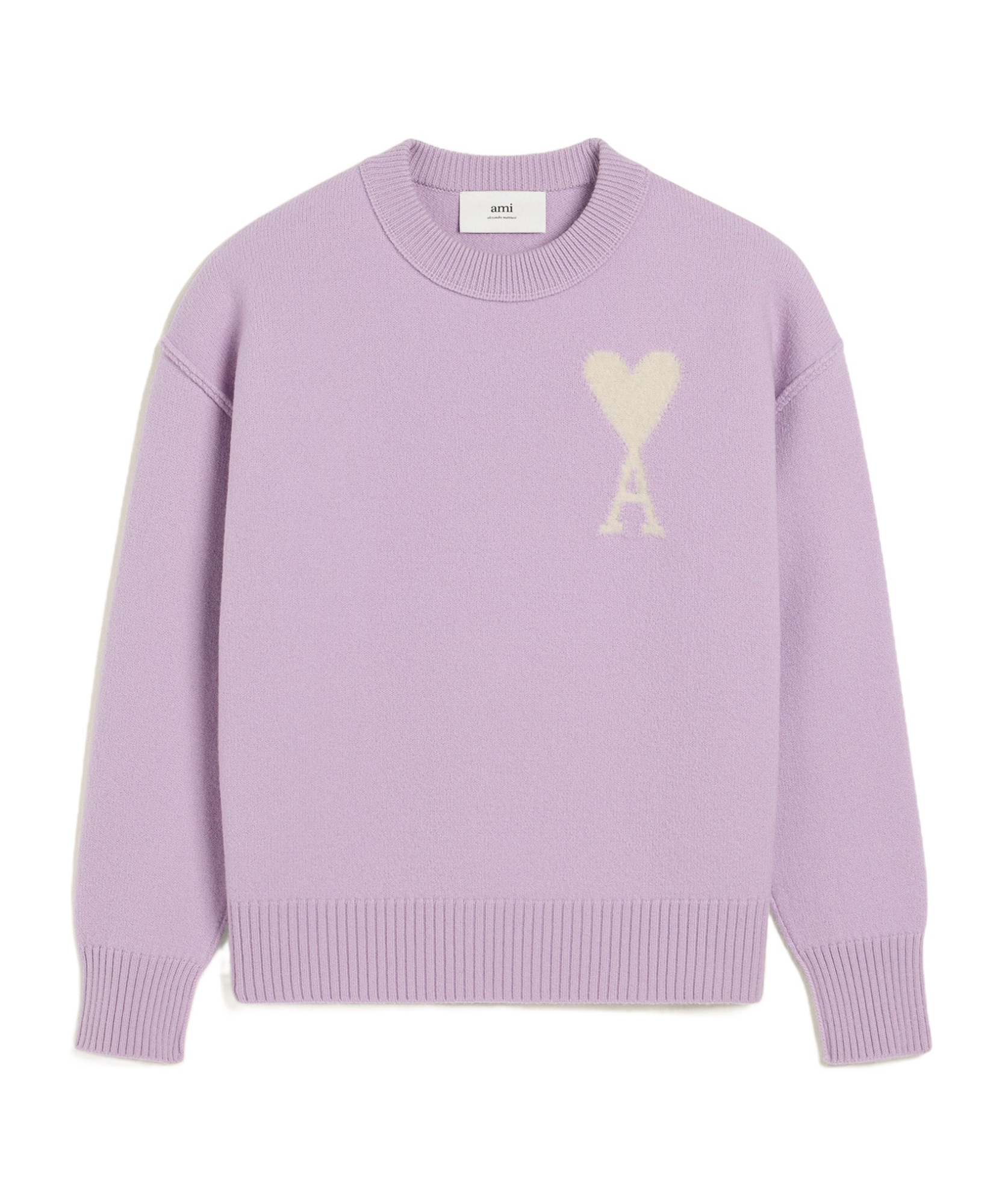 Ami Alexandre Mattiussi Ami Paris Logo Knit Sweater In Purple