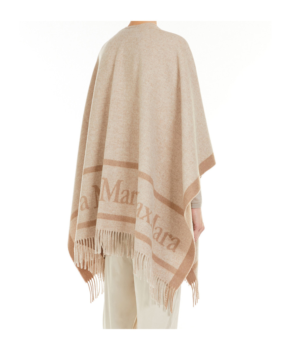 Max Mara Studio Hildestd Fringed Edge Cape In Neutral