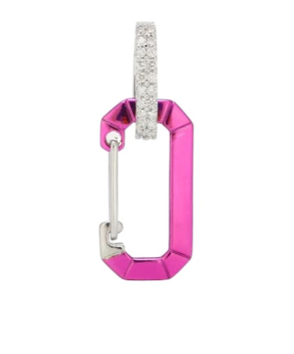 Eéra Chiara 18kt White Gold And Sterling Silver Single Earring With Diamonds In Pink