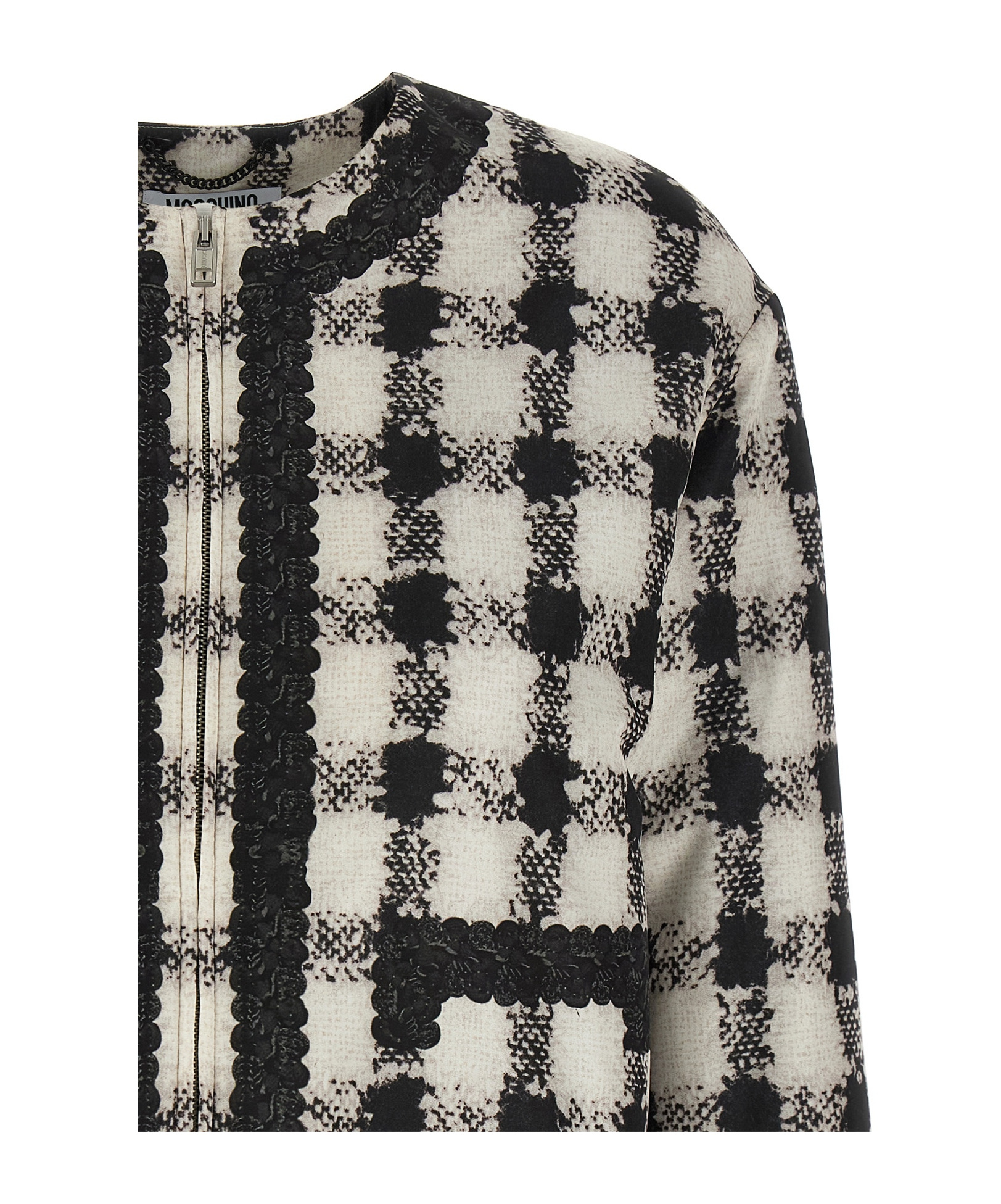 Moschino Short Jacket With All-over Texture Print In Black