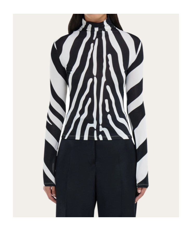 Ferragamo Stretch Jersey Turtleneck In Black