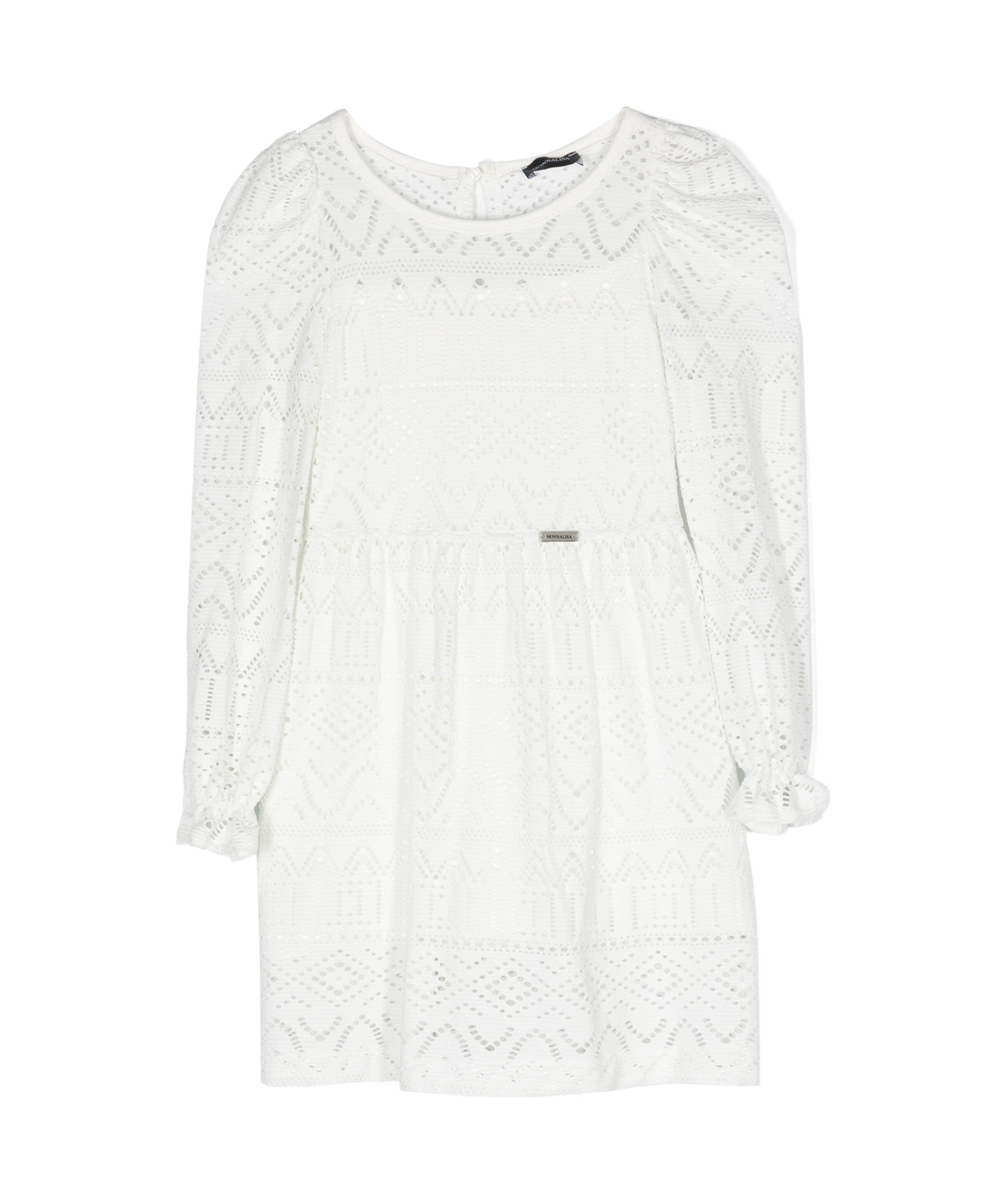 Monnalisa Embroidered Cotton-blend Midi Dress In White