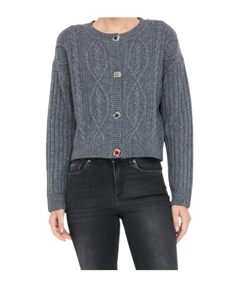 Liu •jo Button Long-sleeved Sweater In Gray