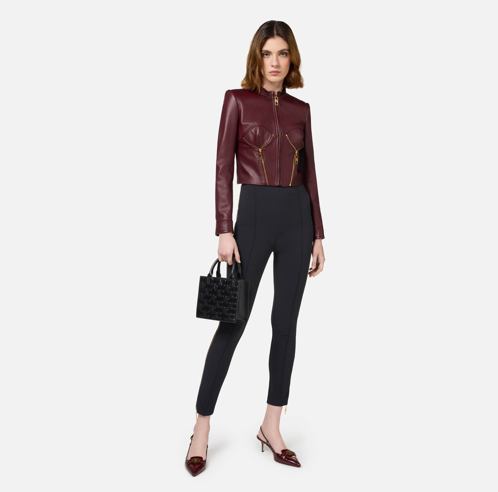 Elisabetta Franchi Side-zip Skinny Trousers In Black