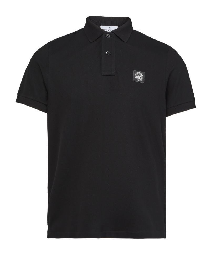 Shop Stone Island Logo Polo In Black