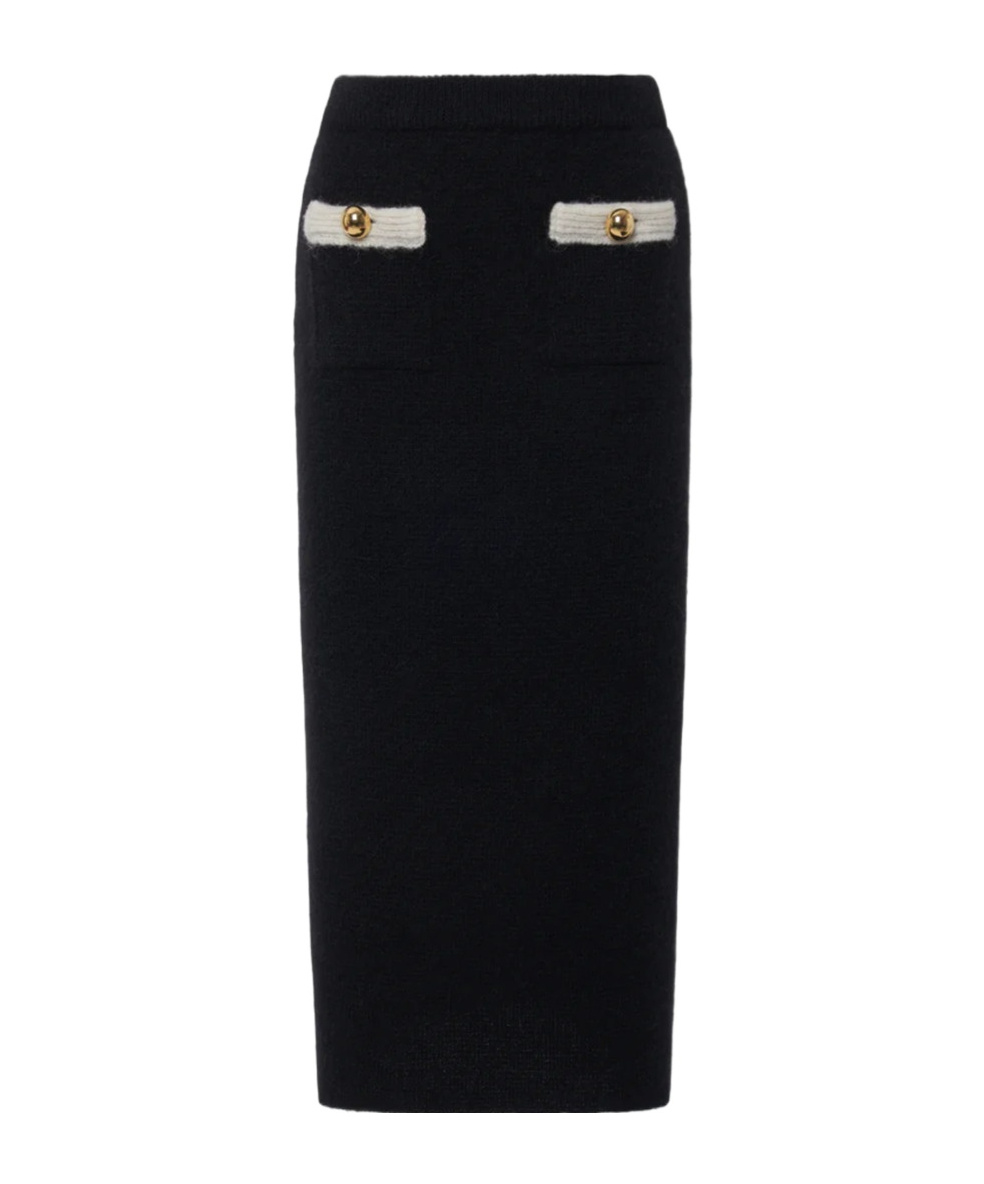 Alessandra Rich Midi Skirt In Alpaca Knit In Black