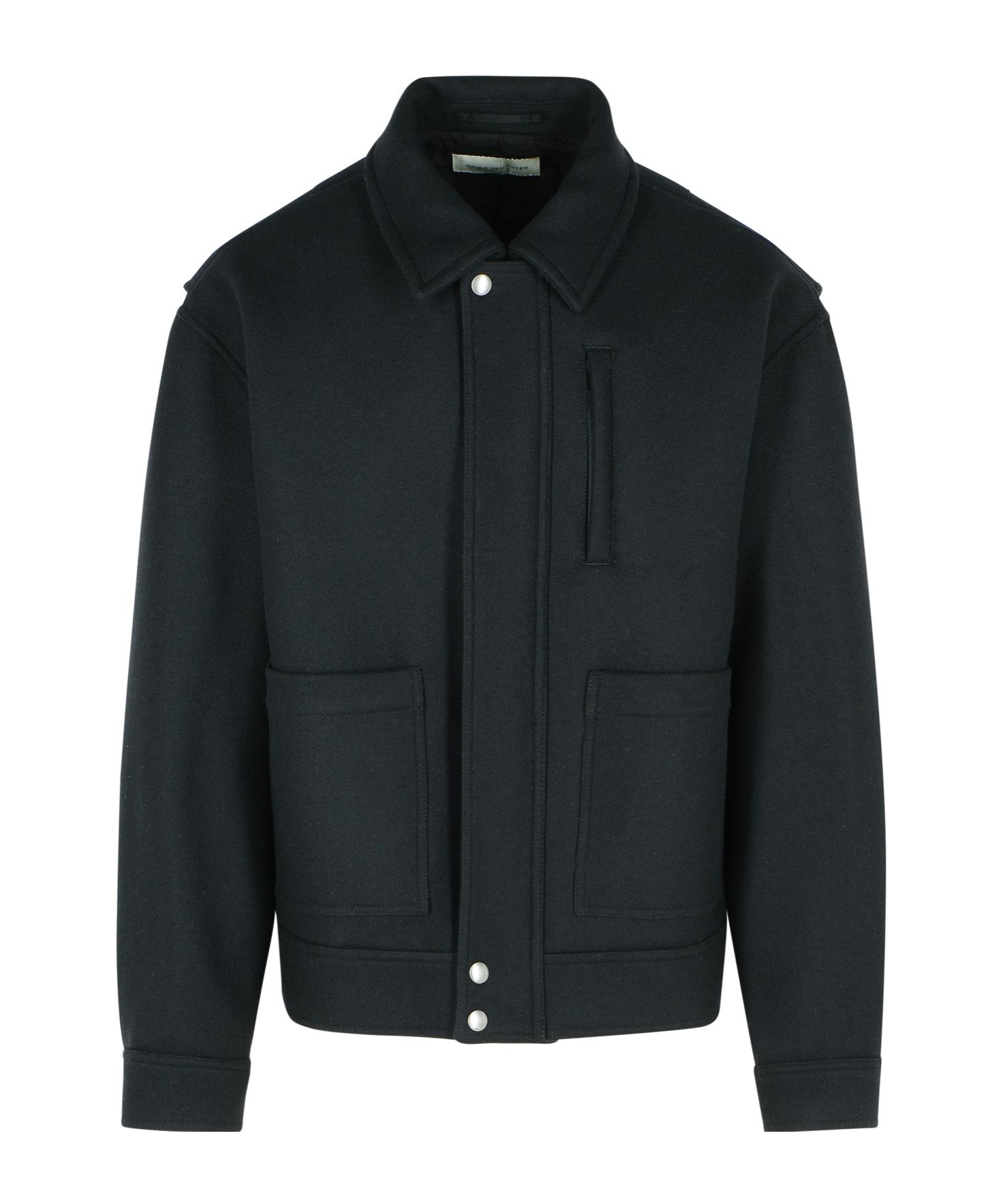 Dries Van Noten 'veperny' Black Wool Blend Jacket In Blue