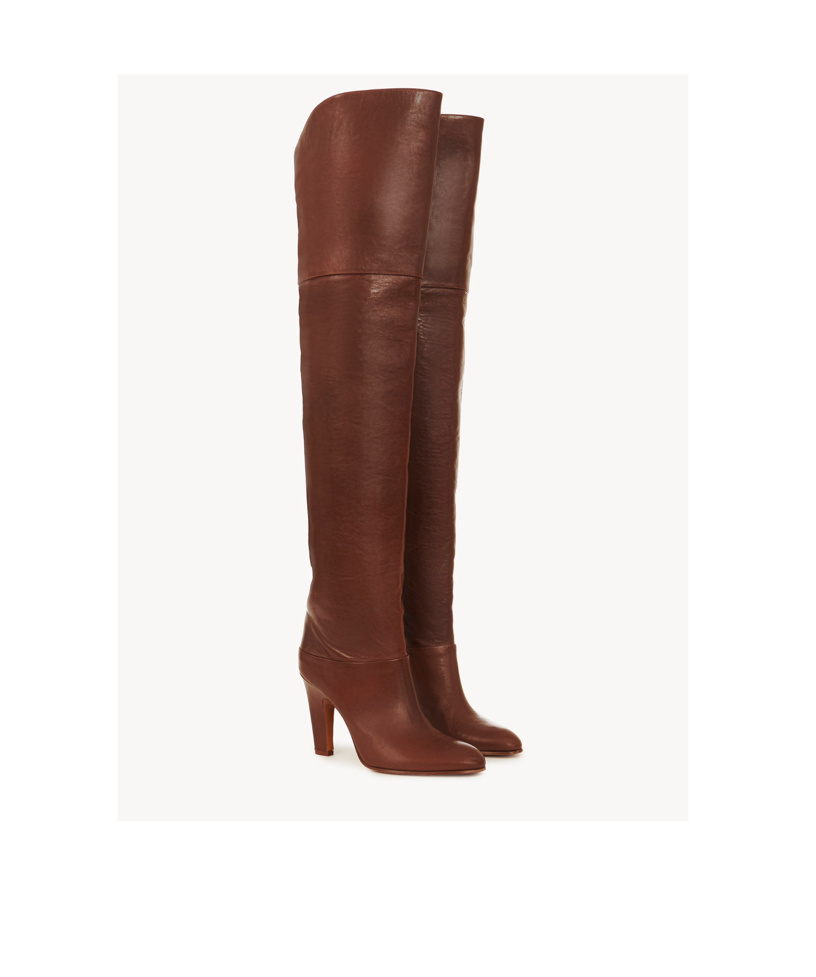 Chloé Eve Over The Knee Leather Boots In Red