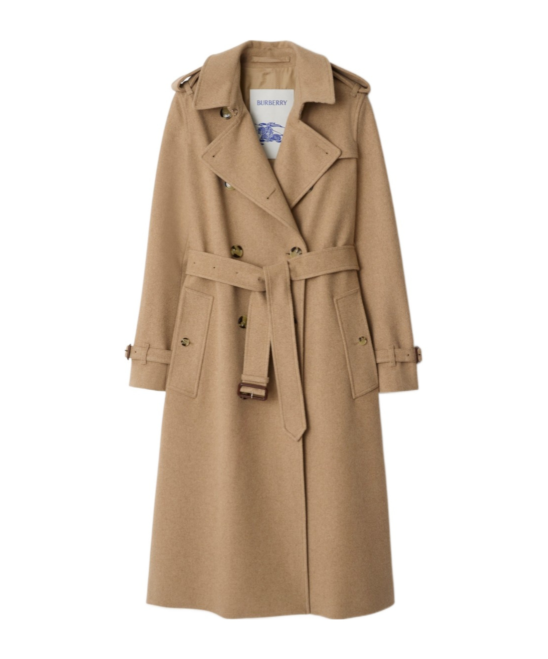 Burberry Kensington Belted Cashmere-wool Double-breasted Trench Coat In Neutral