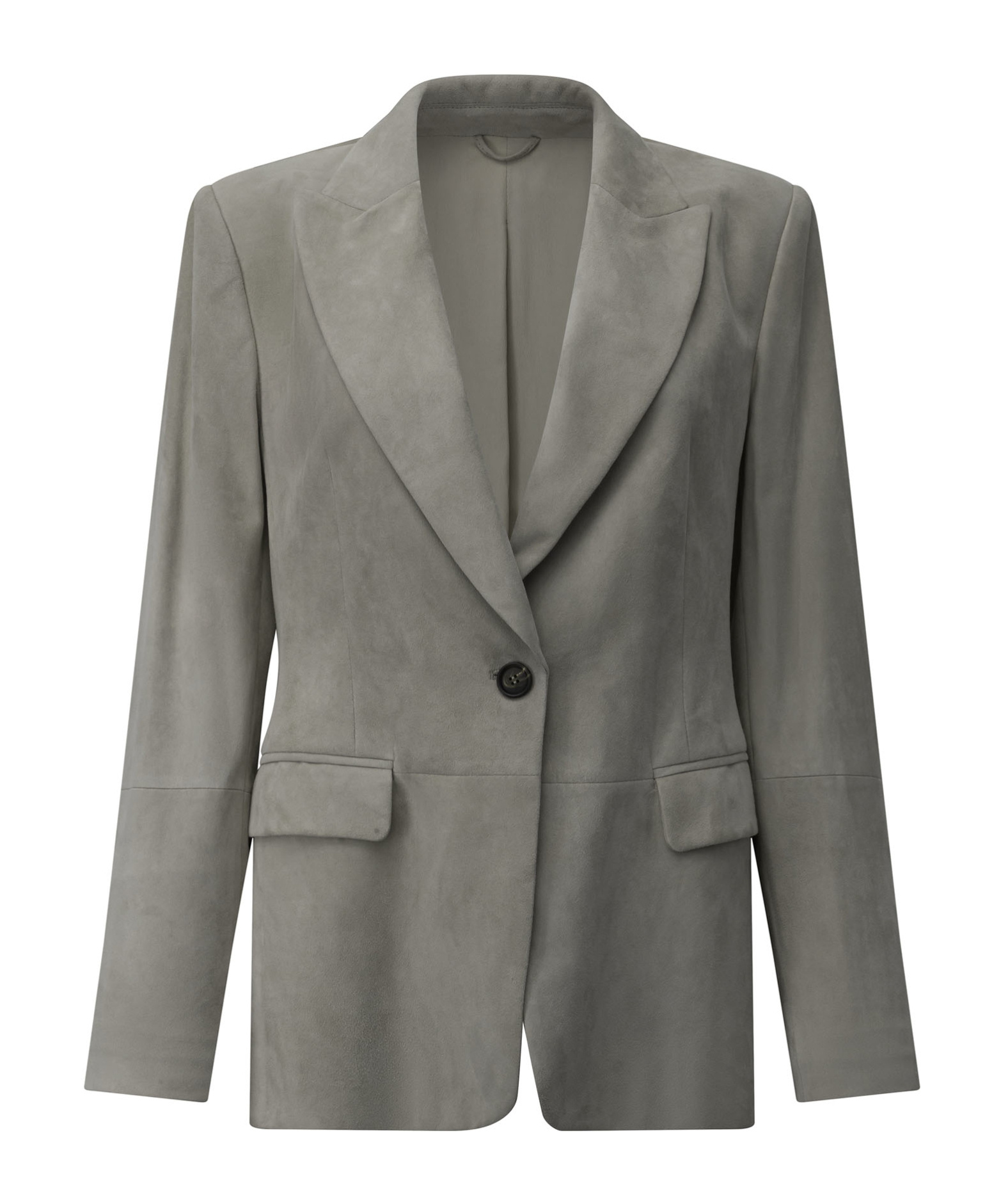 Brunello Cucinelli Single-breasted Suede-leather Blazer In Gray