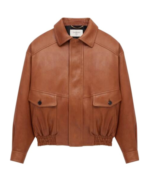 Saint Laurent Long-sleeved Bomber Jacket In Brown