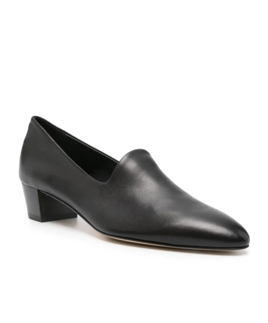 Aeyde 40mm Almond-toe Block-heel Loafers In Black