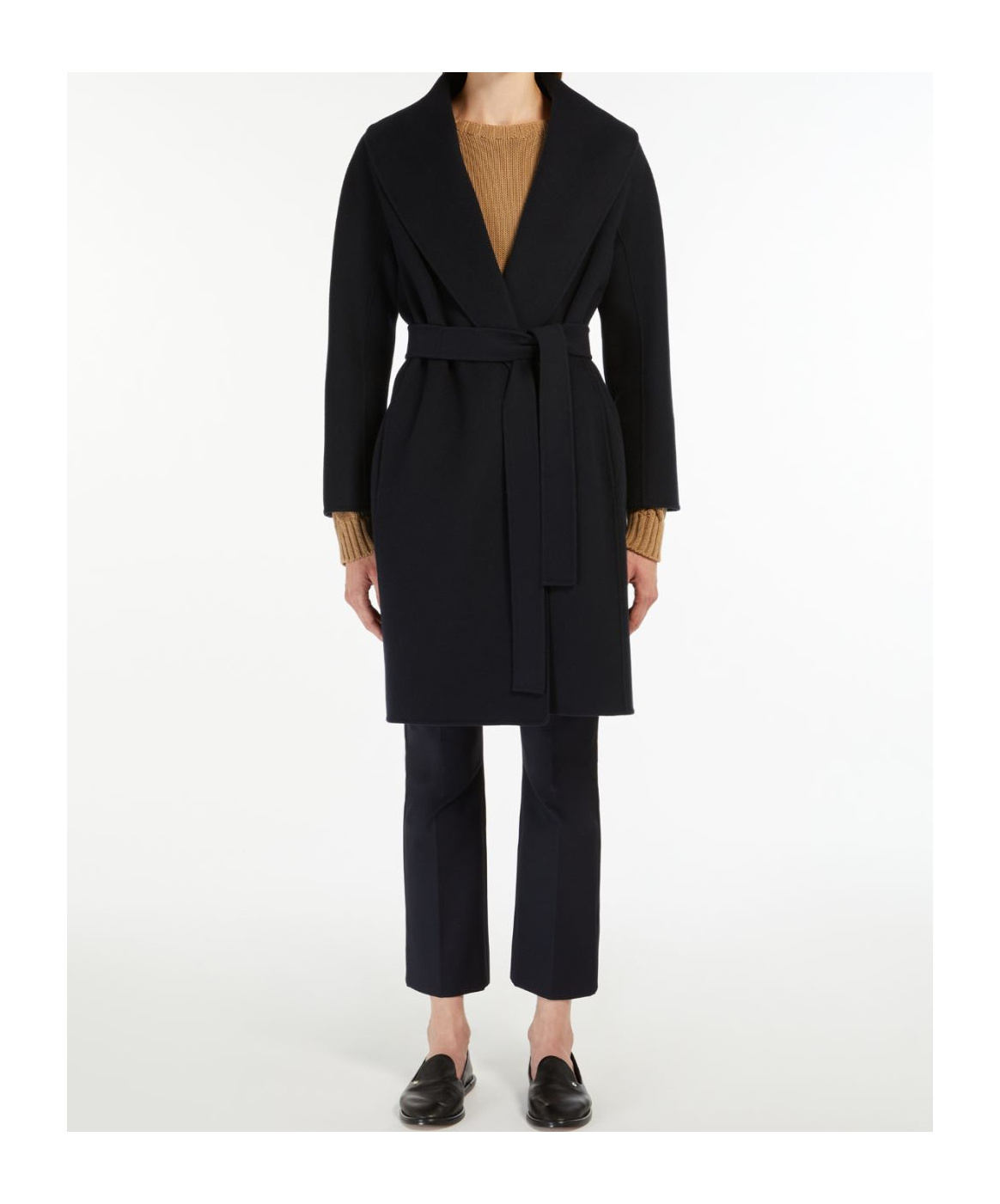 Max Mara Short Double-faced Wool Coat In Blue