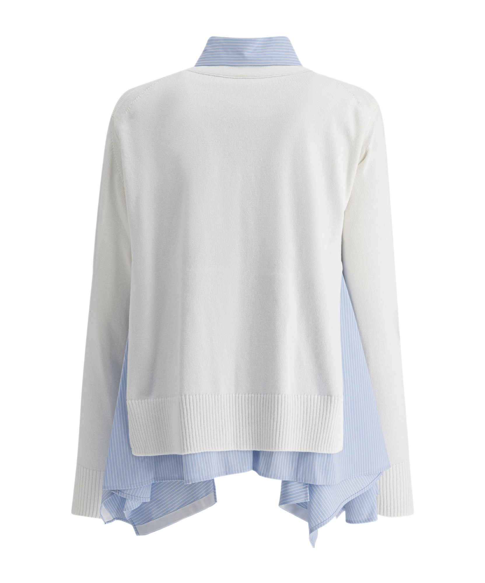 Sacai V-neck Layered Cardigan Patch Pockets In White