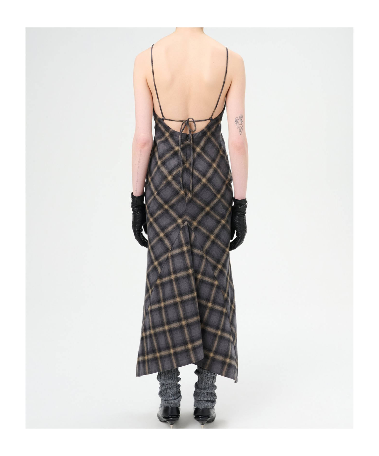Our Legacy Naiad Plaid Cotton Long Dress In Black