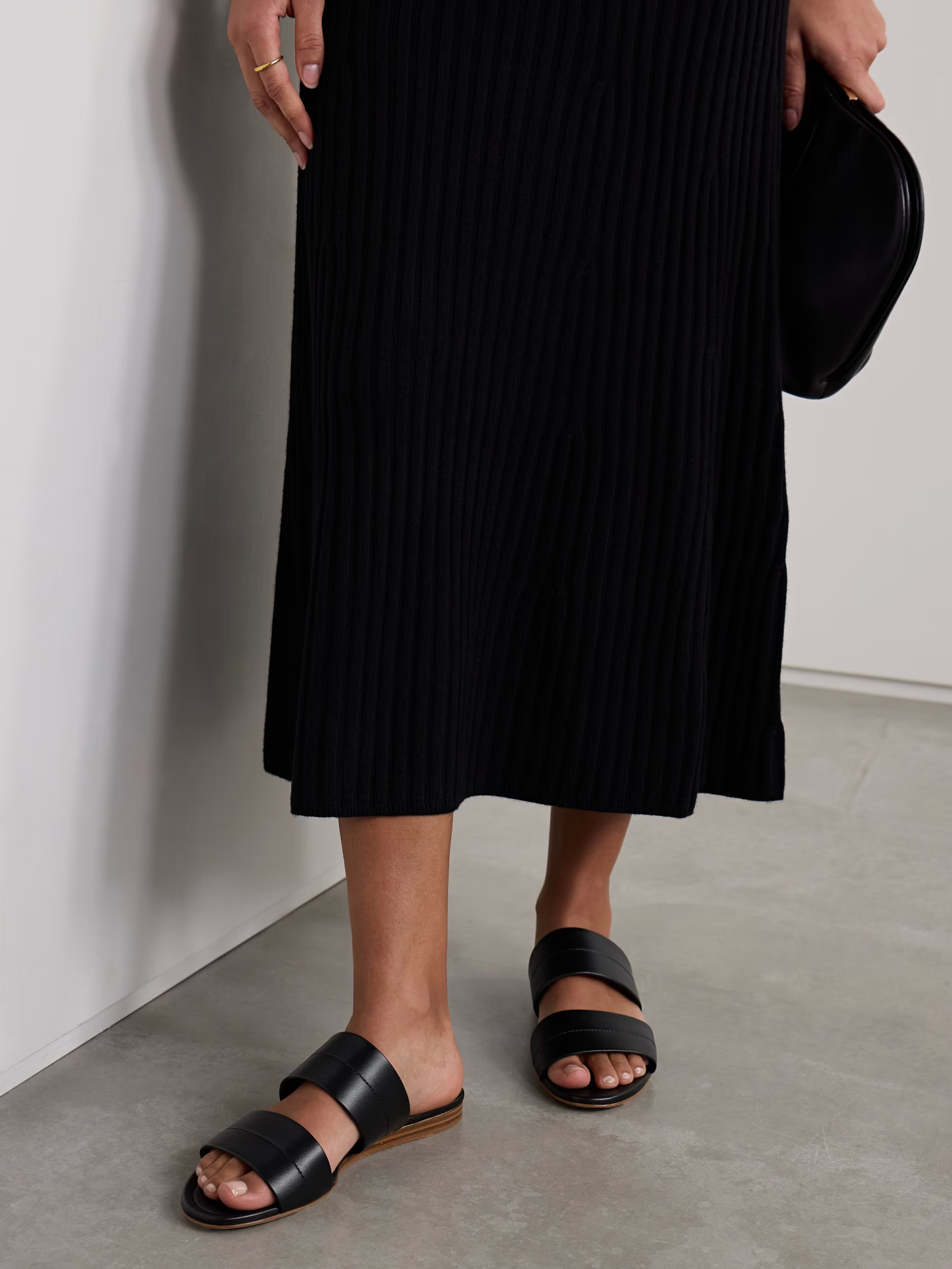 Gabriela Hearst Lora Leather Slides In Black