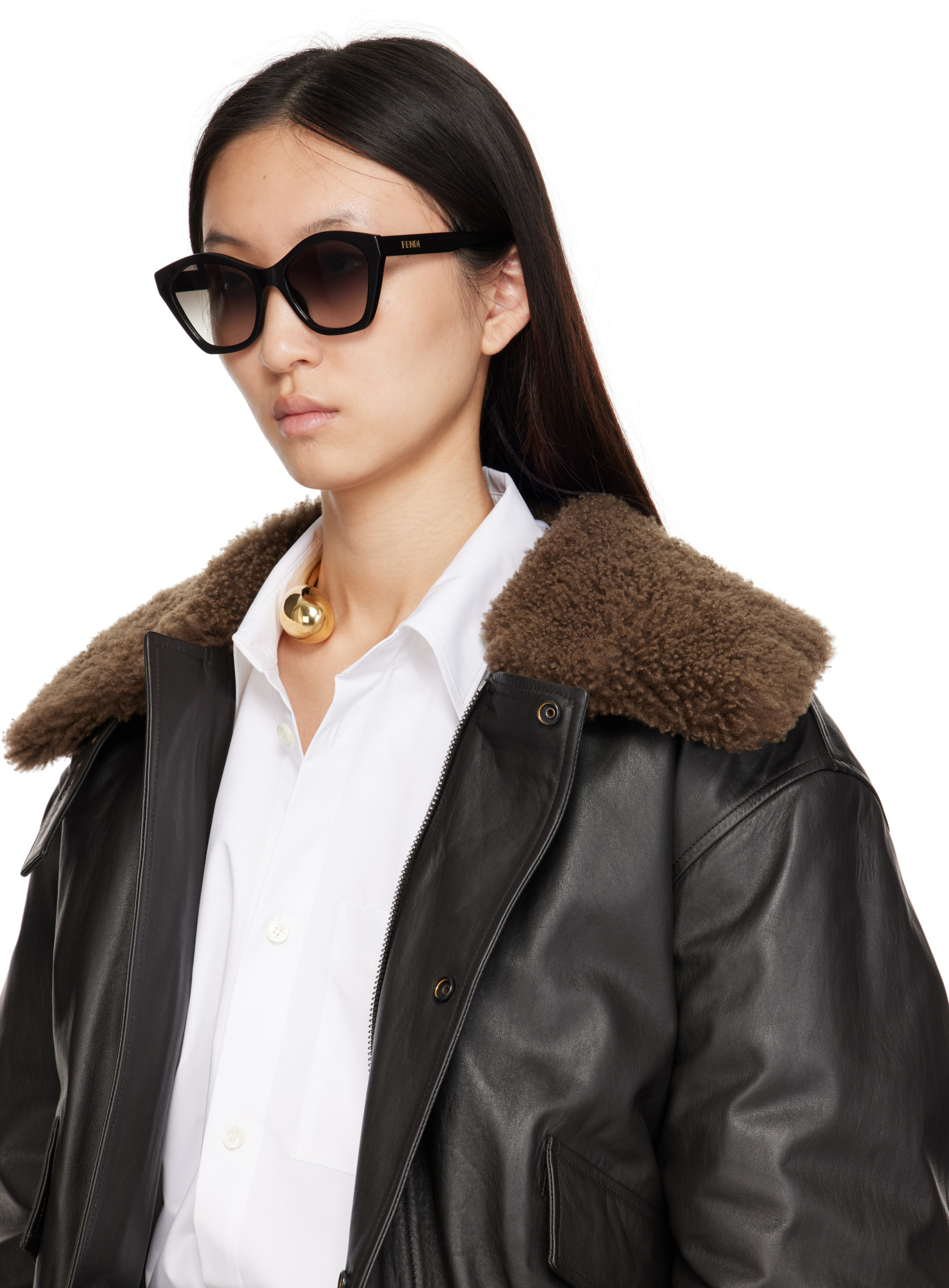 Fendi Lettering Cat-eye Sunglasses In Animal Print