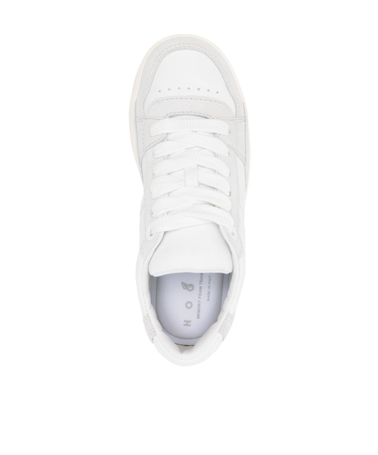 Hogan Perforated Toe Rubber Sole Suede Panels Sneakers In White