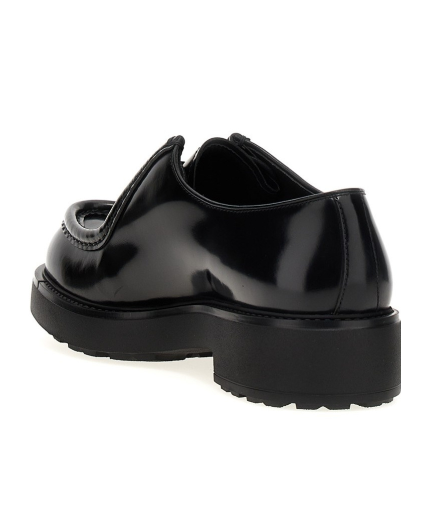 Shop Prada Round-toe Lace-up Shoes In Black