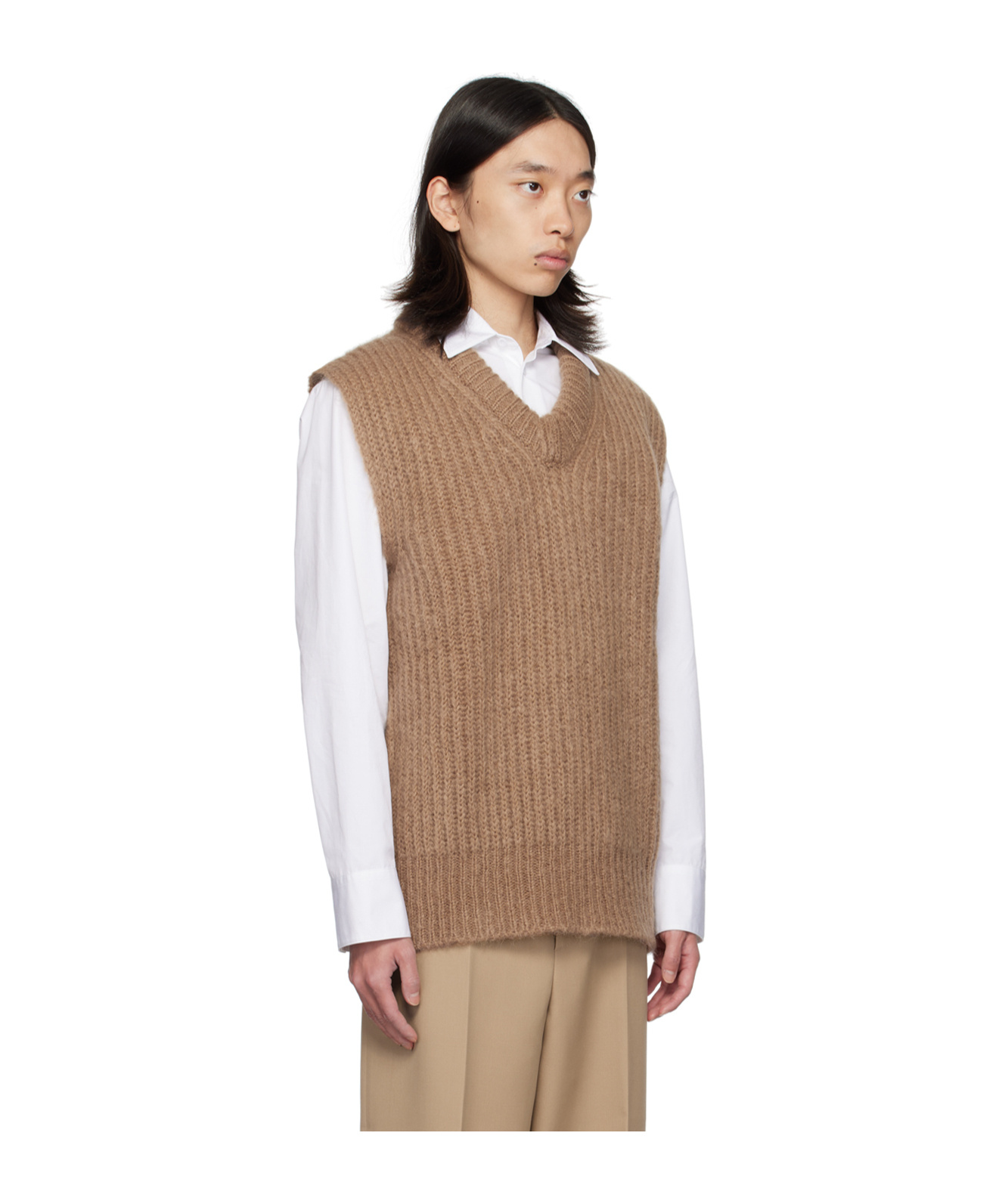 Jil Sander V-neck Sleeveless Knitted Sweater In Nude