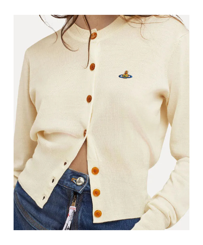 Shop Vivienne Westwood Long-sleeved Knitted Cardigan In Nude