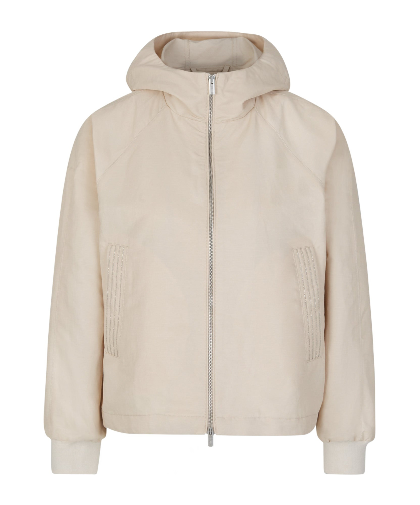 Shop Peserico Bead-embellished Hooded Jacket In Nude