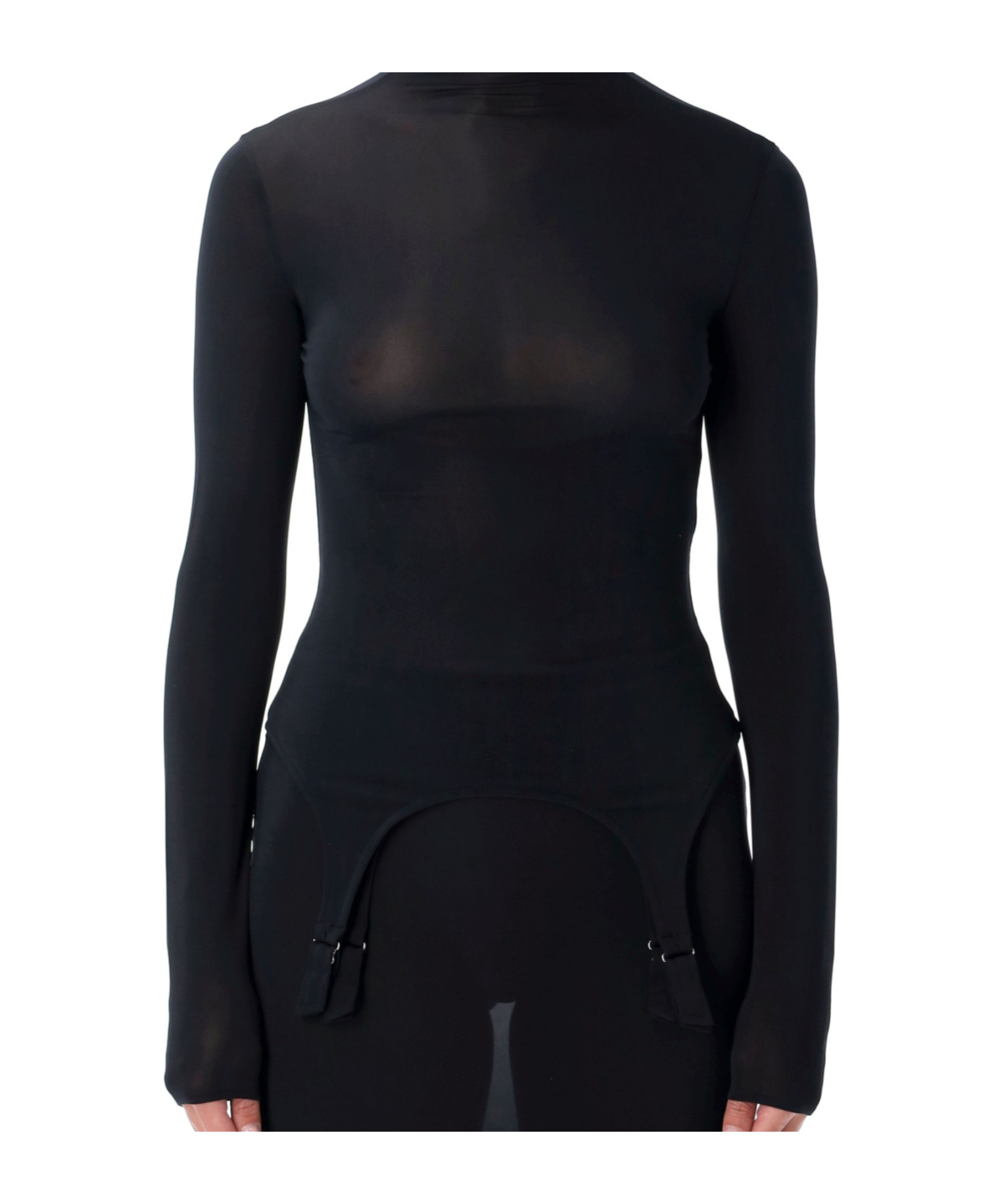Jean Paul Gaultier Lingerie Garter High Neck Top In Black