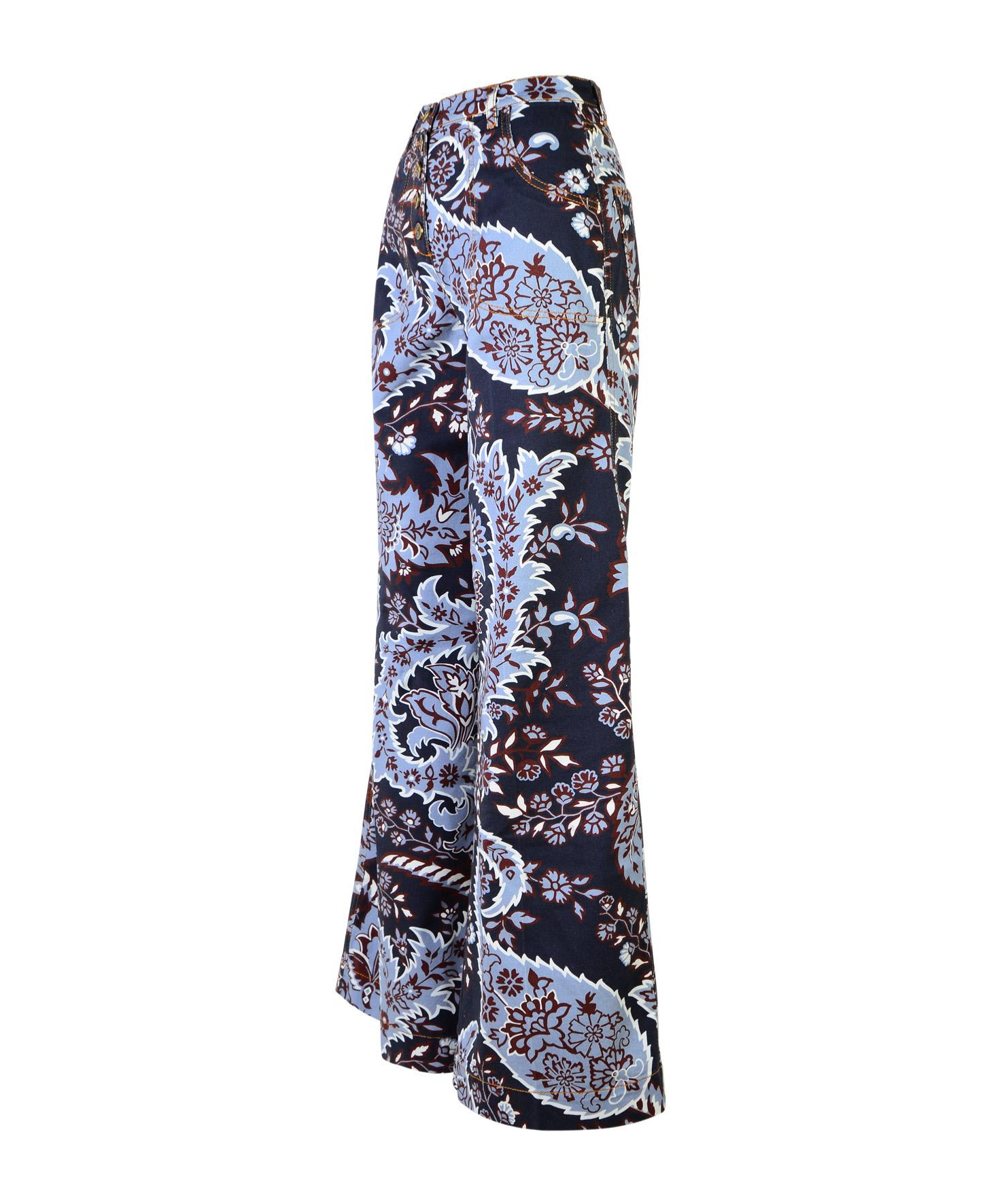 Shop Etro Floral-printed Logo Patch Trousers In Black