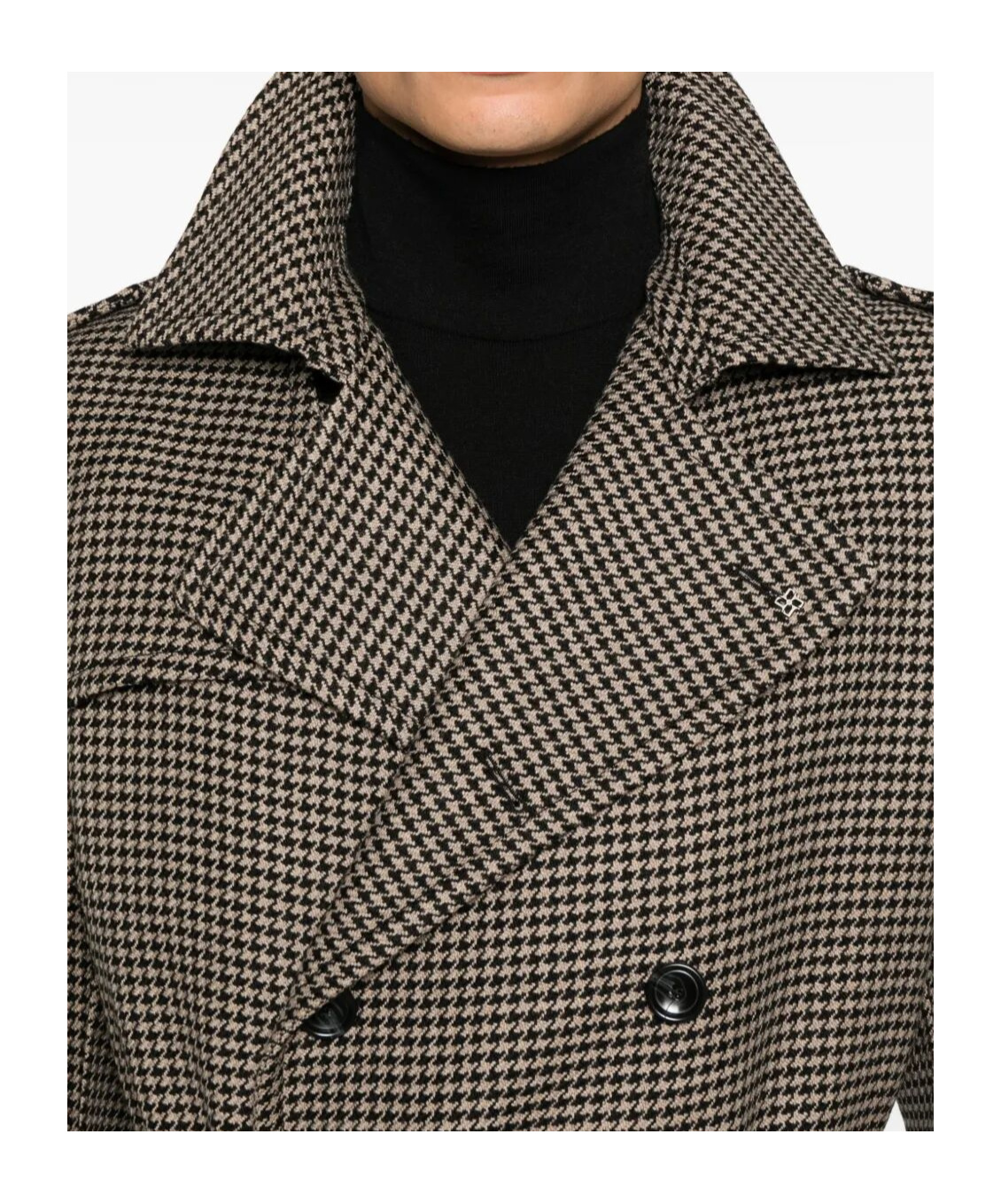 Tagliatore Houndstooth Double-breasted Coat In Brown
