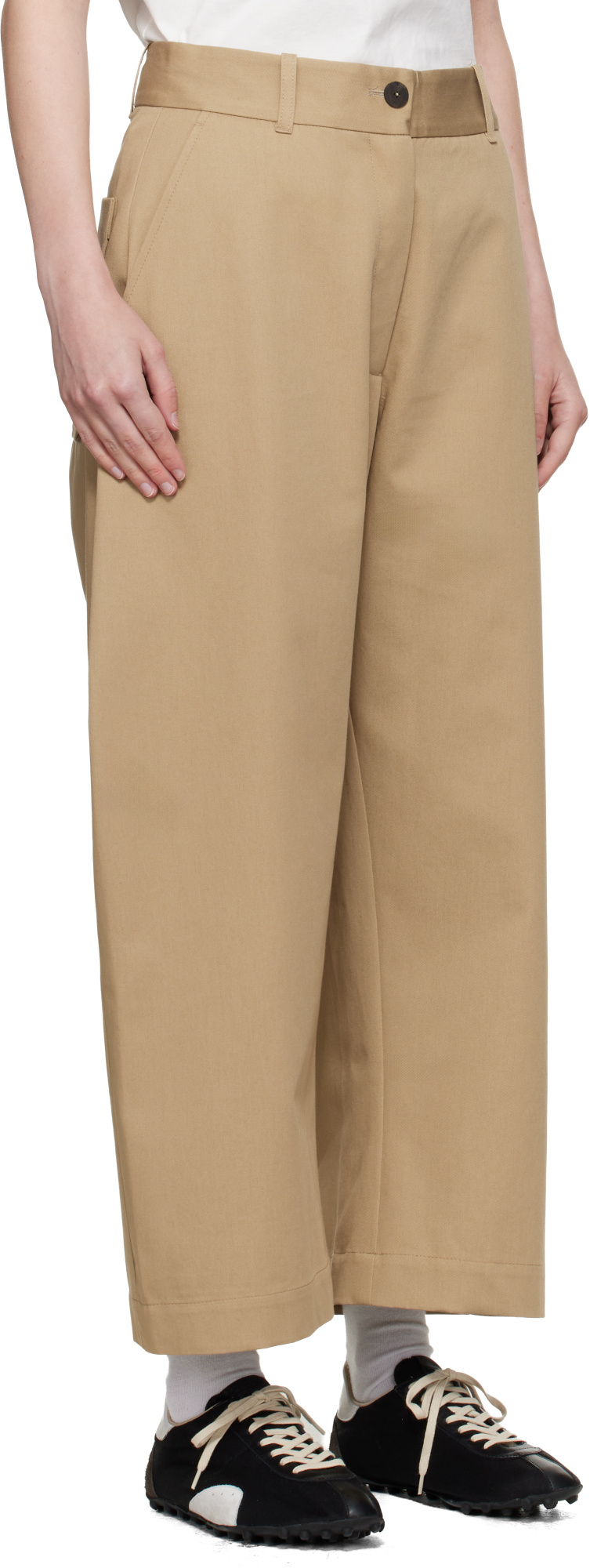 Studio Nicholson Tan Chalco Twill Trousers In Brown