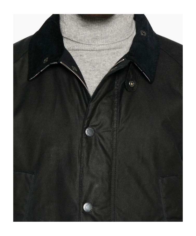 Barbour Corduroy-collar Flap-pocket Jacket In Black