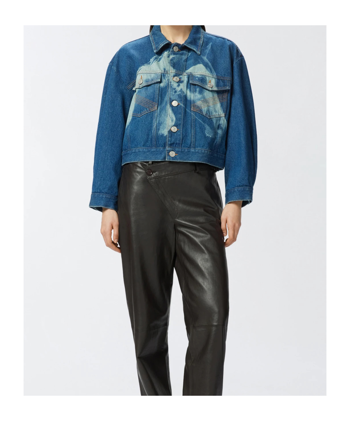 Pinko Jeansjacke Mit Pferde-print In Dark Blue