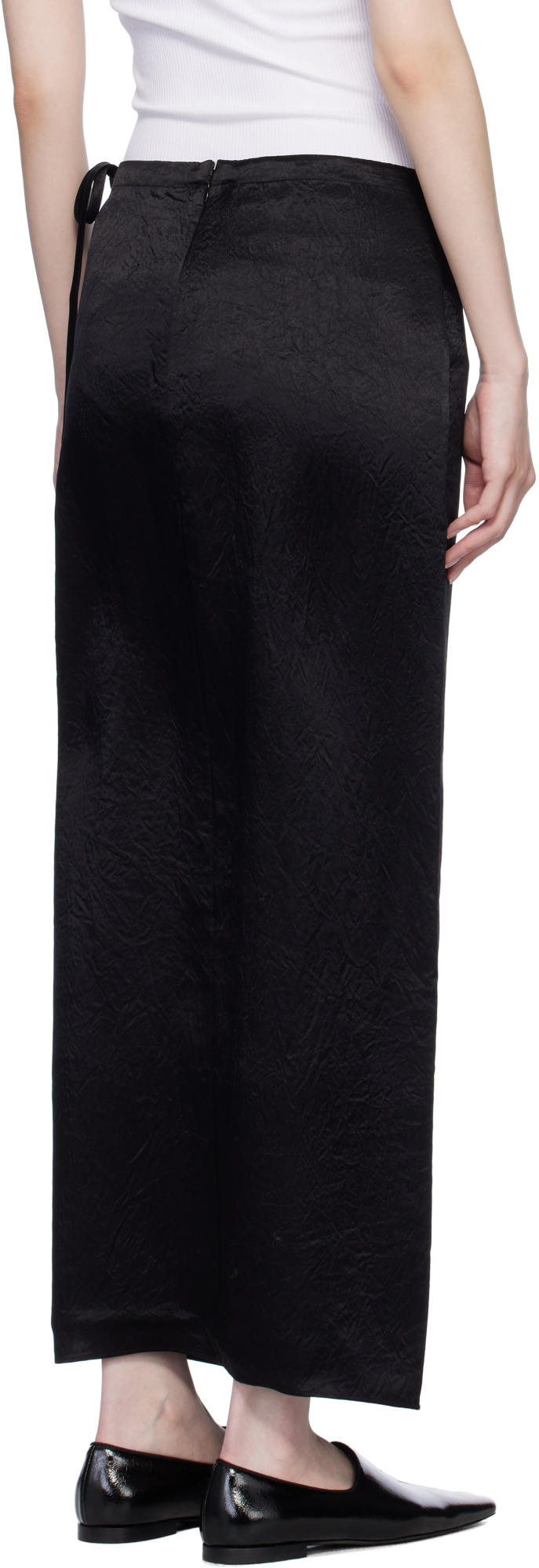Filippa K Black Crinkled Pencil Maxi Skirt