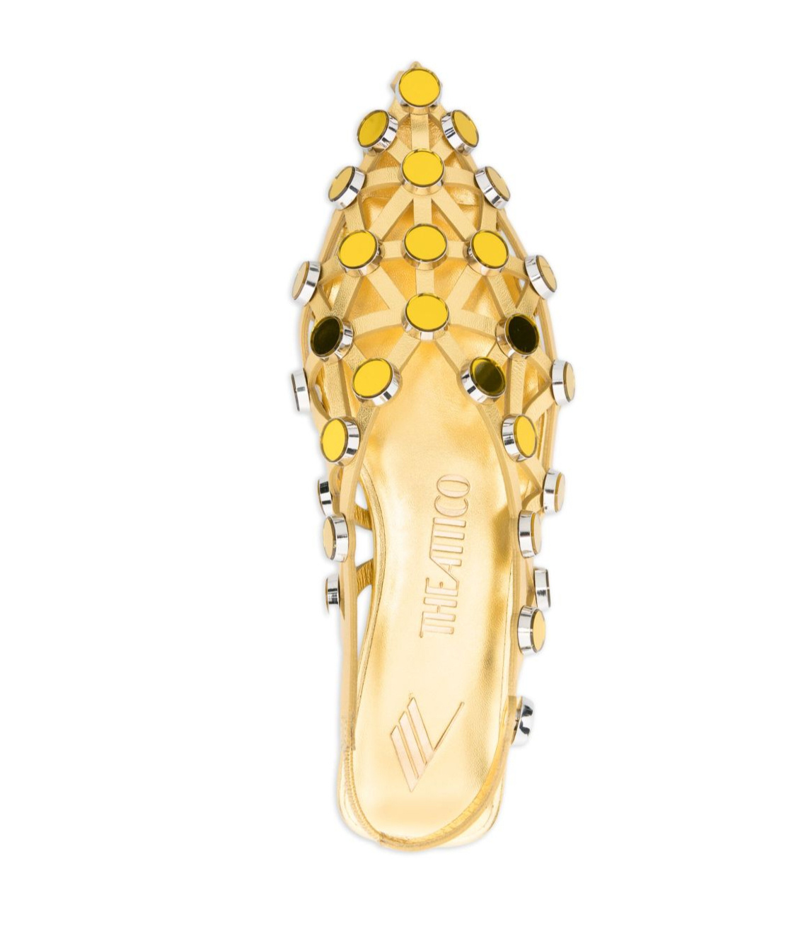 Attico Grid Metallic Leather Ballet Flats In Gold