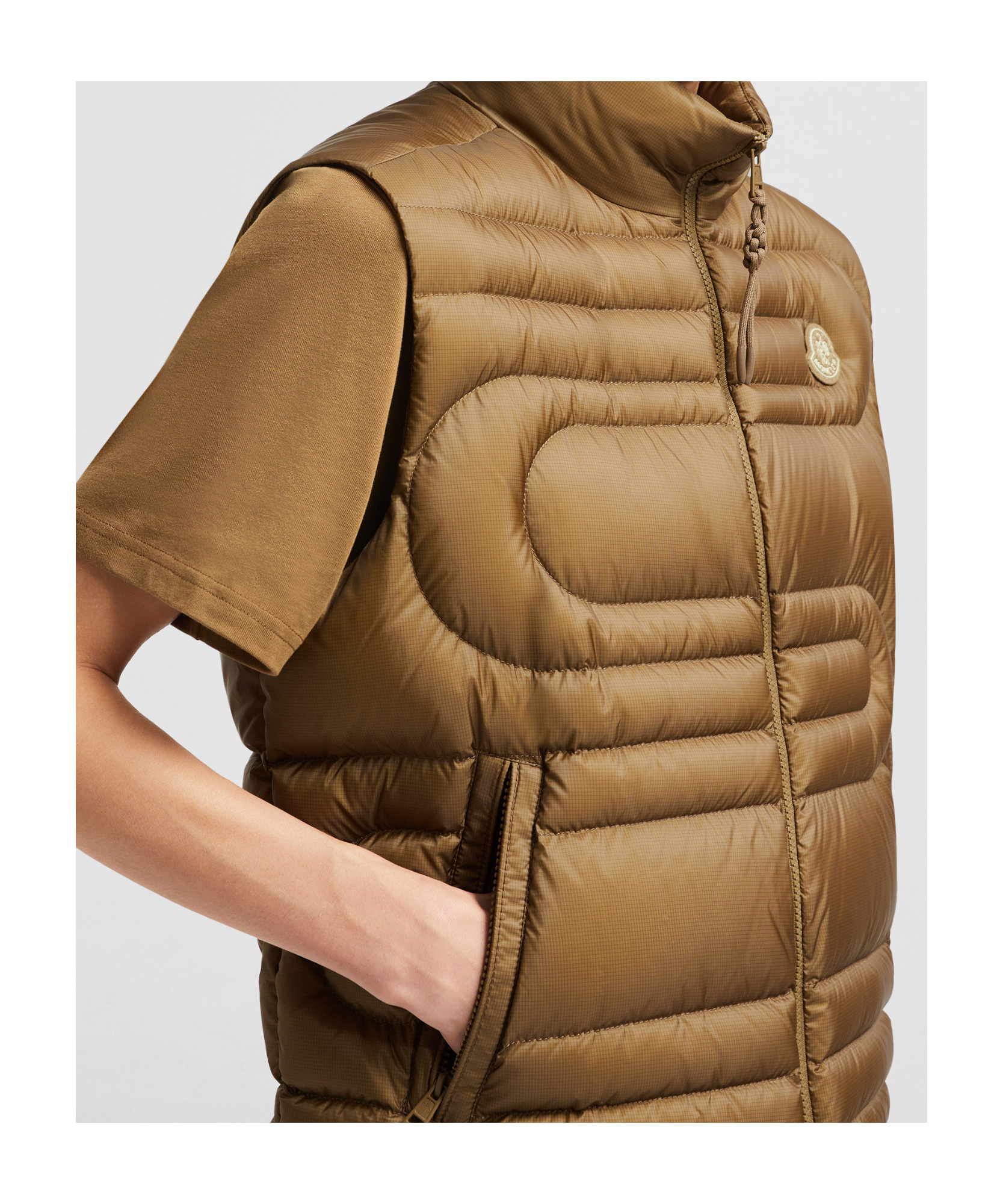 Moncler Sleevless Down Vest In Brown