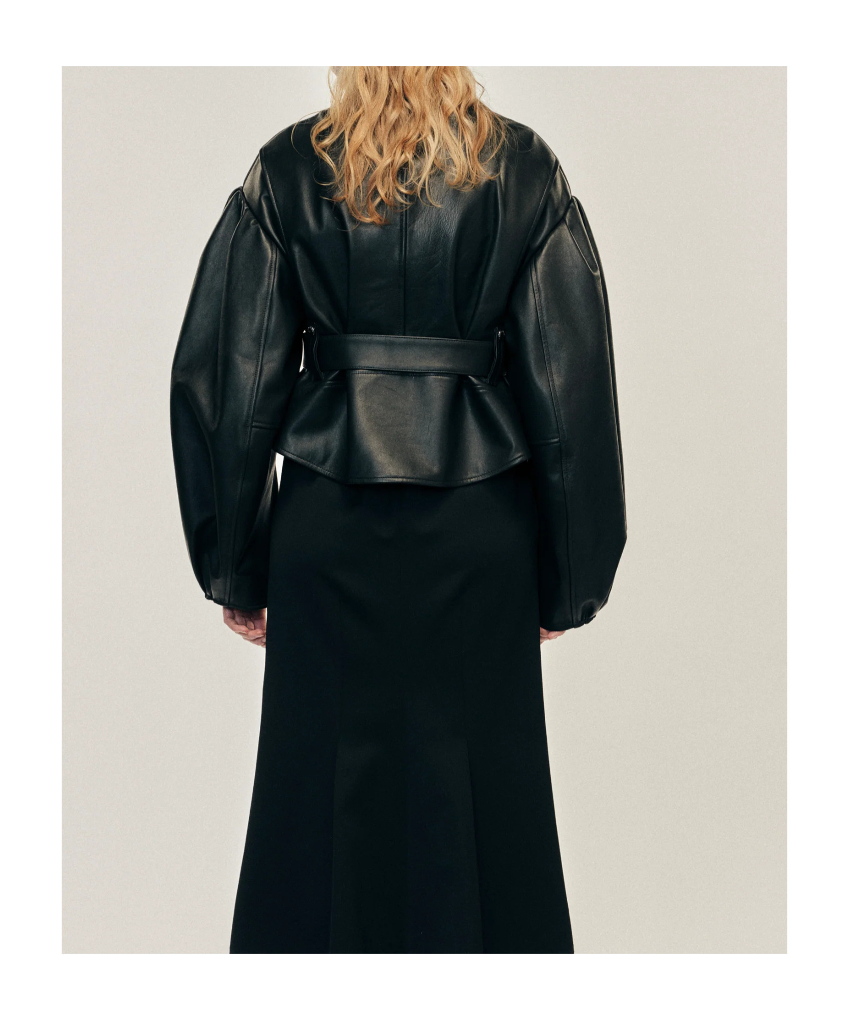 Simone Rocha Cropped Sculpted Belt Detail Biker Jacket In Black
