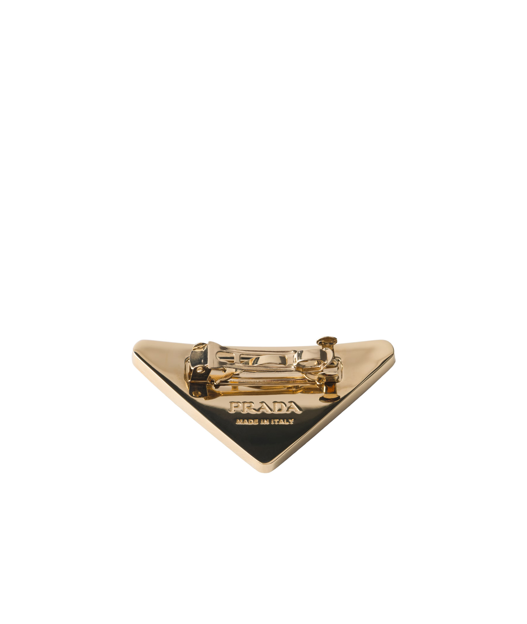 Prada Womens Neutral Triangular Brand-motif Metal Hairclip In Honey/hawksbill Color