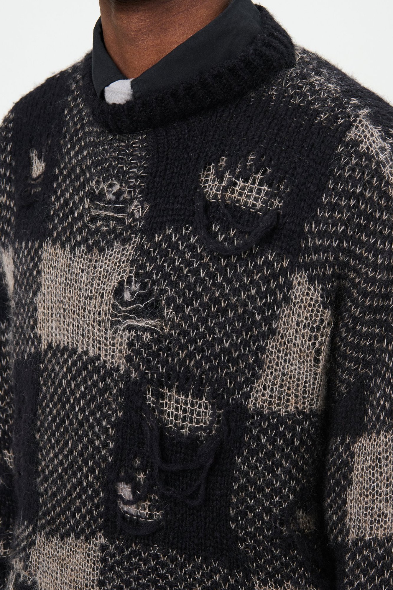 Our Legacy Patchwork Design Black Sweater With Round Neckline In Black