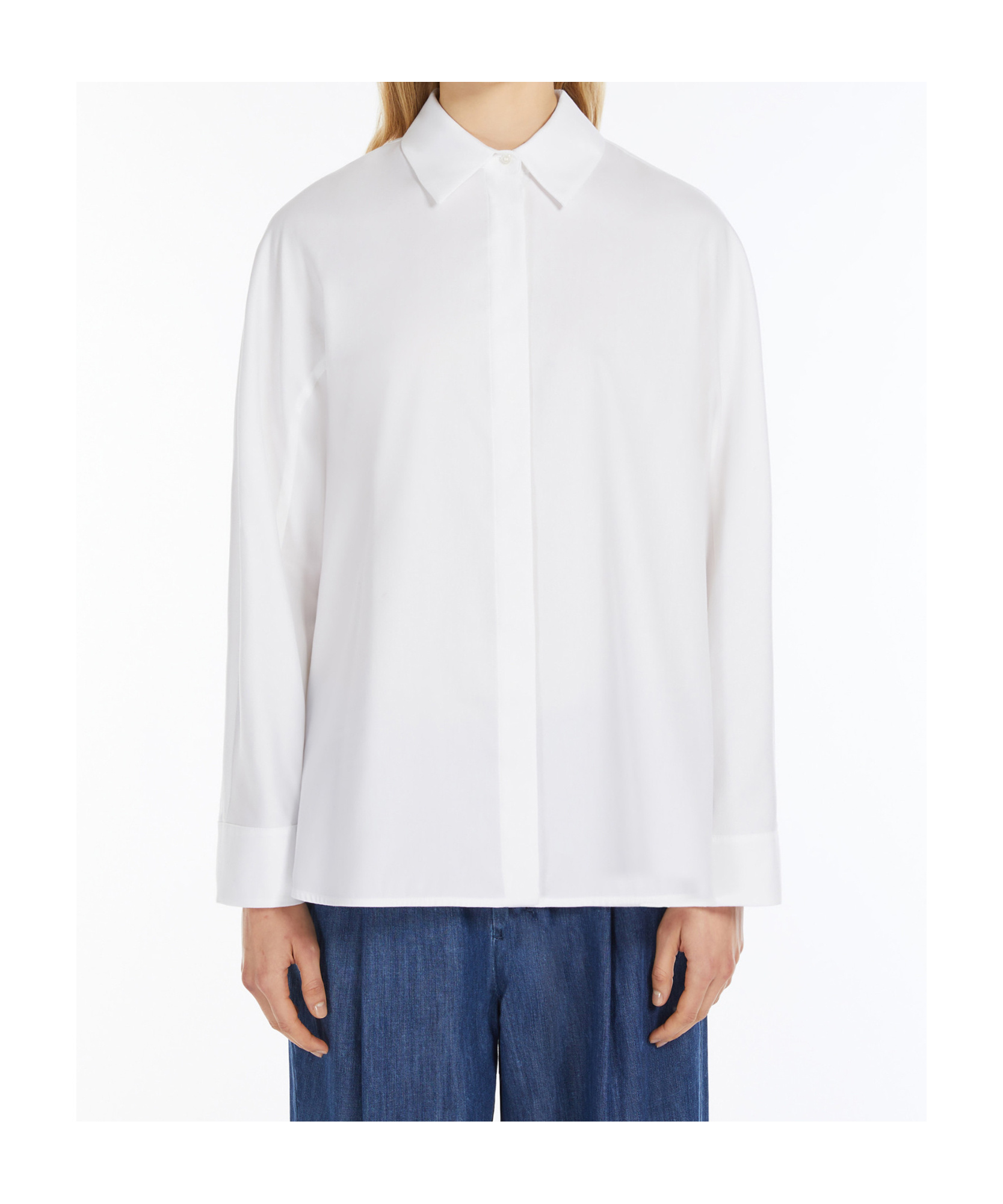 Max Mara Lapel Long-sleeved Shirt In White