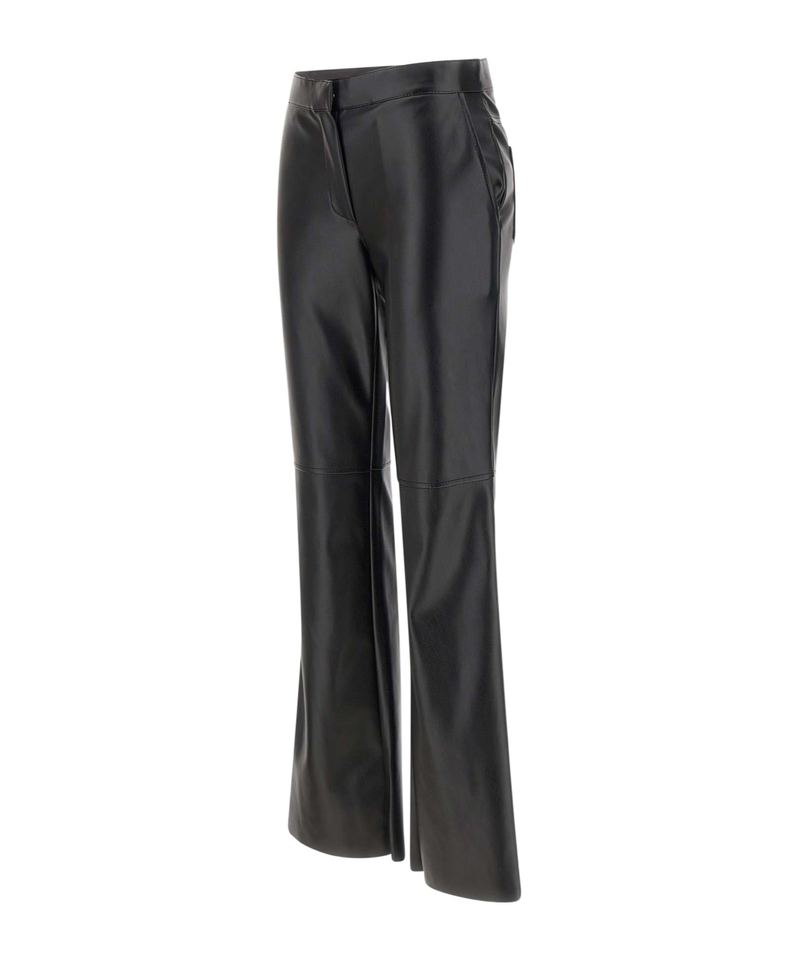 Kaos Faux-leather Flared Trousers In Black