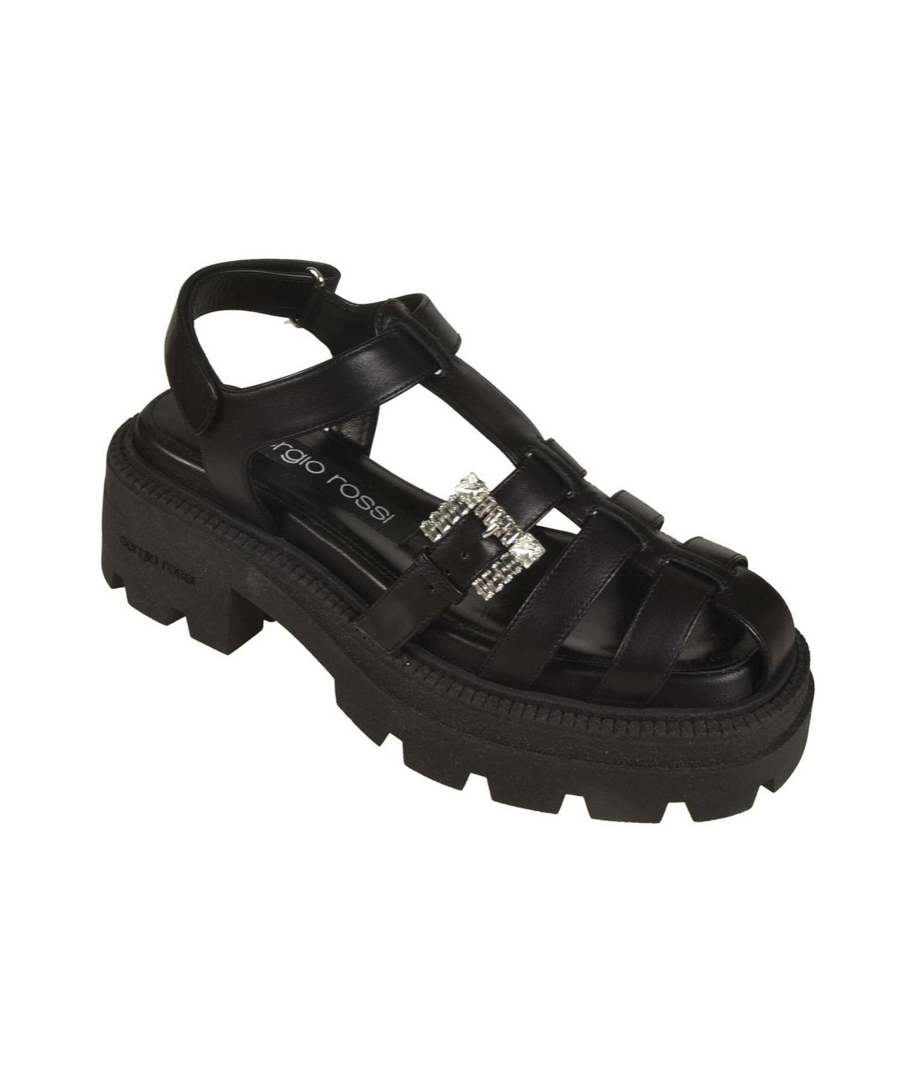 Sergio Rossi Twenty Crystal-embellished Platform Sandals In Black