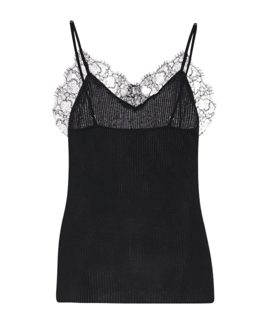 The Row Ikee Silk Blend Camisole Top W/lace In Black