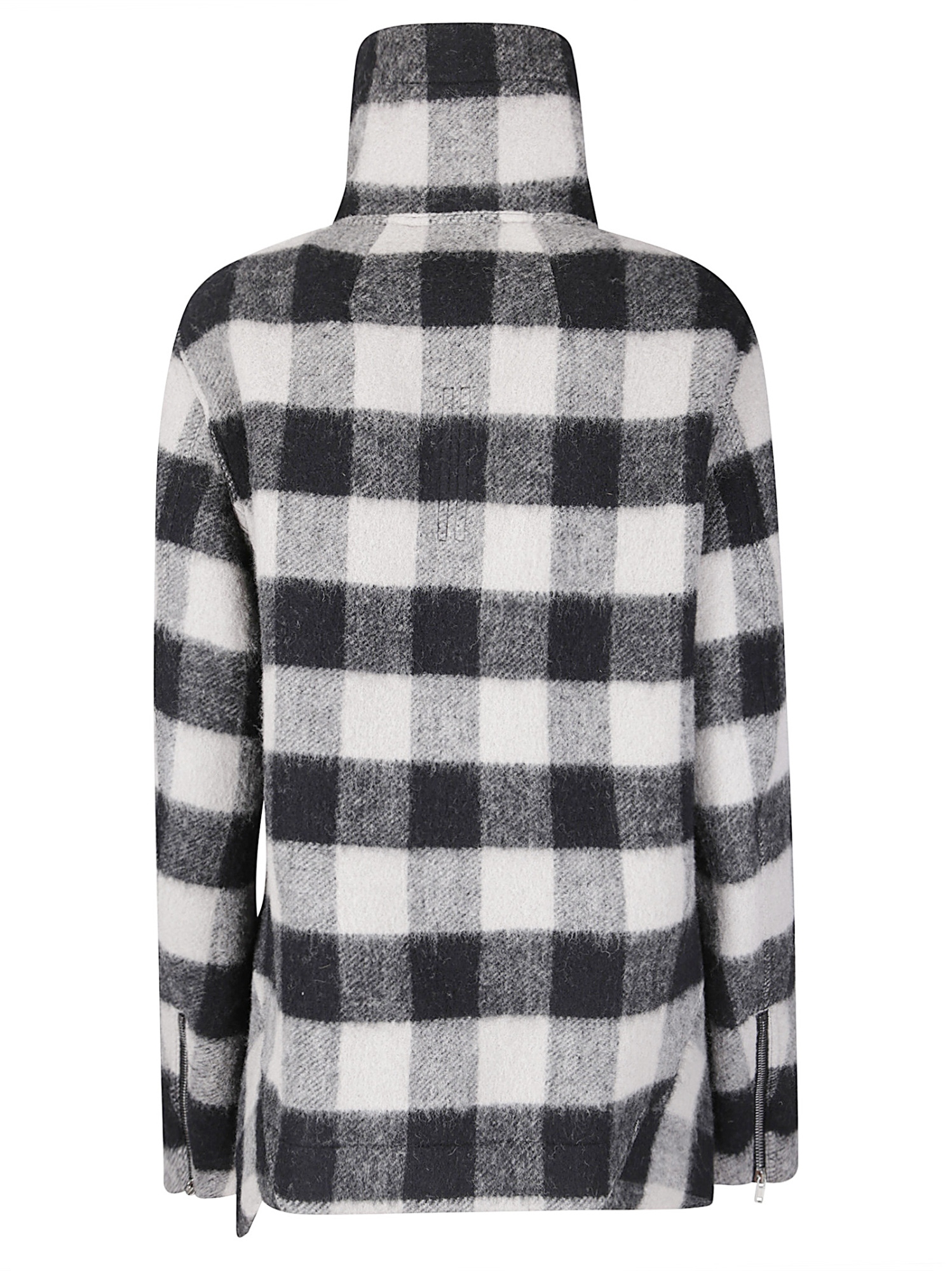 Rick Owens Asymmetric Short Wool Jacket With High Collar In Multi