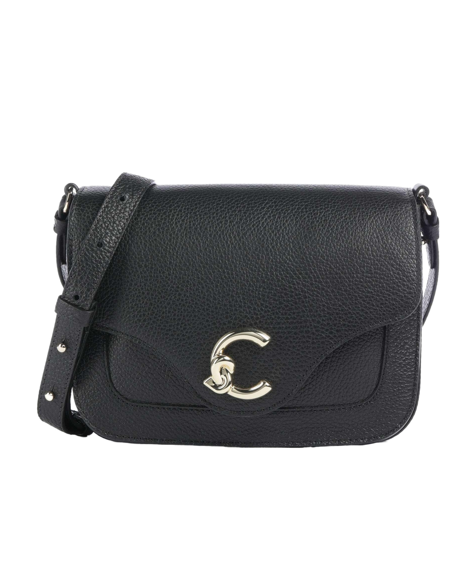 Coccinelle Small C-me Leather Crossbody Bag In Black