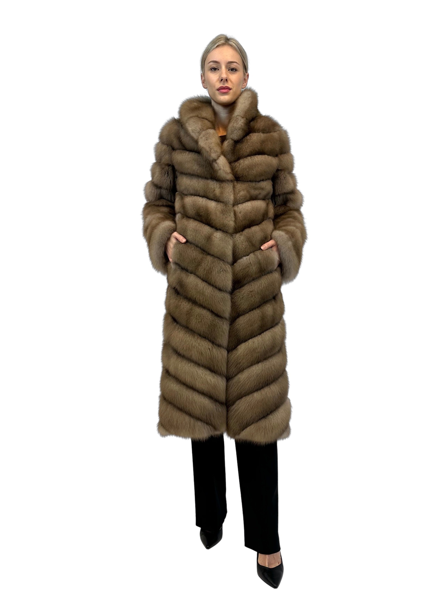 Liska Long-sleeved Fur In Brown